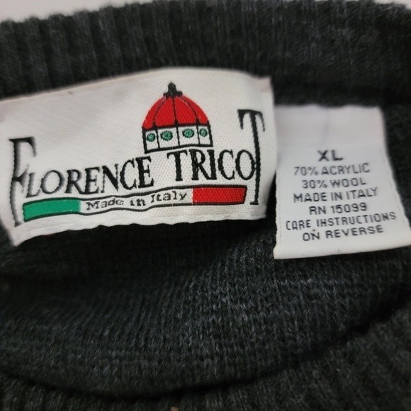 Vtg Florence Tricot gray pull over sweater size XL wool blend Argyle Italy - Picture 4 of 6